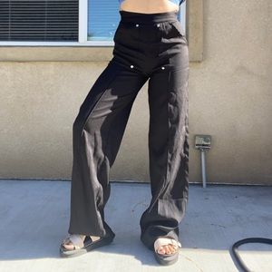 PrettyLittleThing Black High Rise Wide Leg Pants Size 2